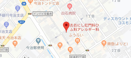 おおにし肛門科ひふ科地図