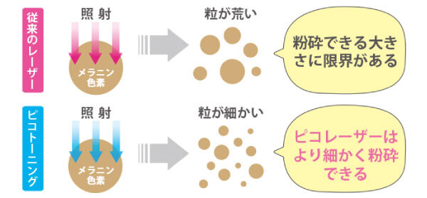 メラニン色素粉砕のイメージ比較画像